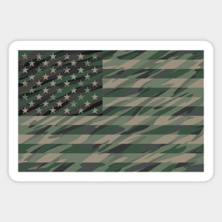 Patriotic Jungle Green Camo USA Flag Sticker